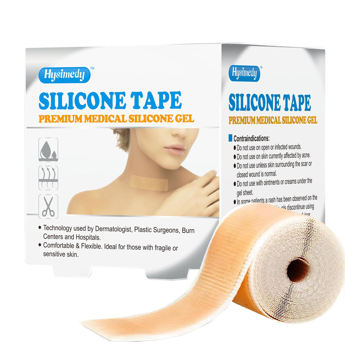 Hysimedy Silicone Scar Sheets - Waterproof Gel Tape For C-Section, Keloid & Stretch Marks, 1.6&quot;X