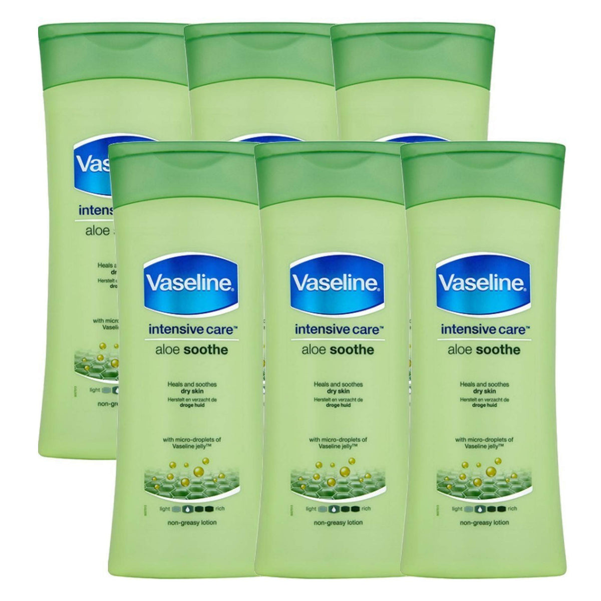 Vaseline Intensive Care Aloe Soothe Body Lotion, 6 Pack, 13.53 Oz Each - Moisturizing Relief