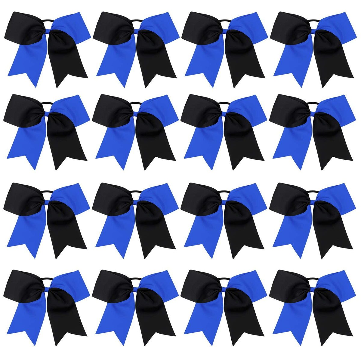 OAOLEER 16PCS 8&quot; Cheer Hair Bows - Black/Royal Ponytail Holders for Girls & Sports