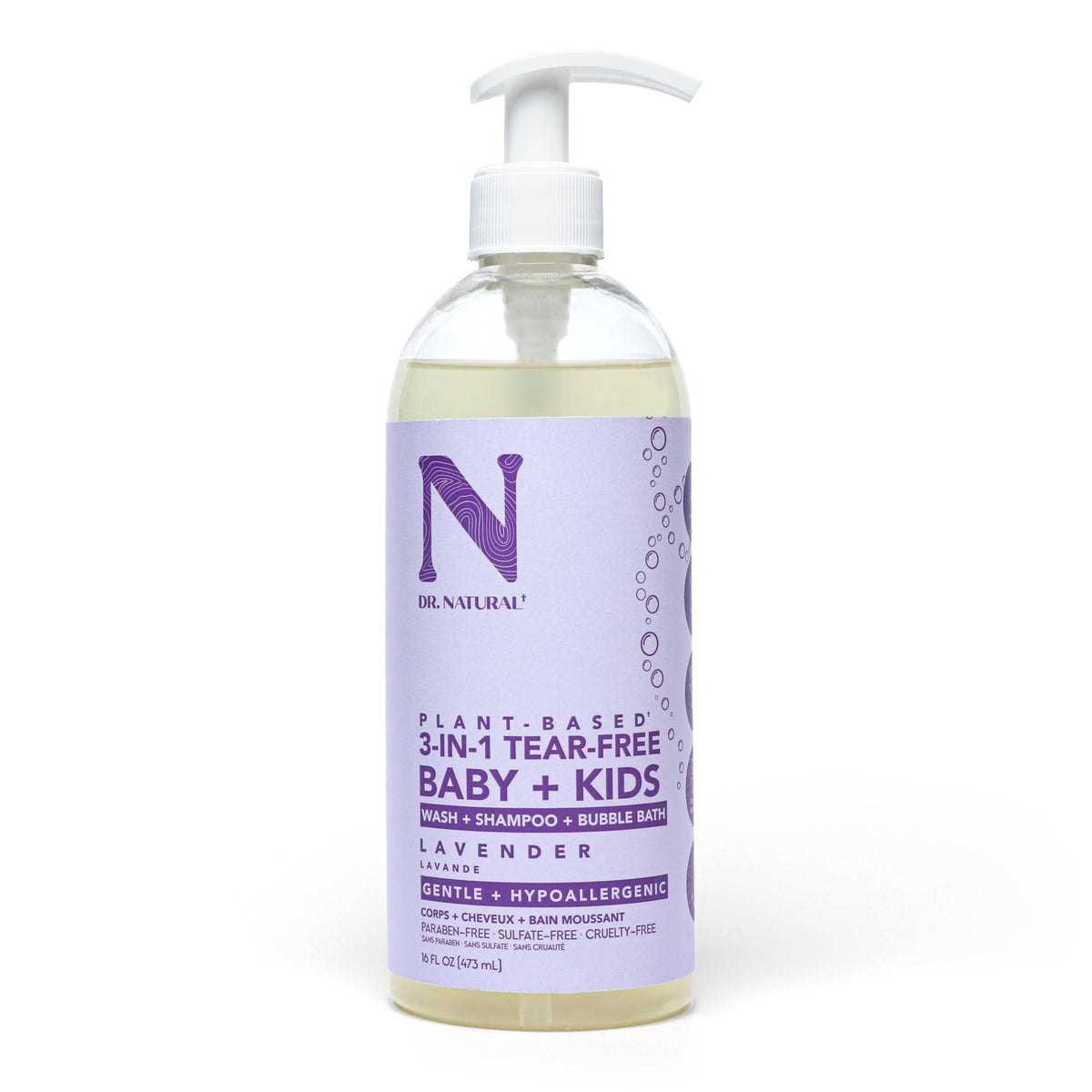 Dr. Natural Lavender 3-In-1 Tear-Free Baby Soap & Shampoo, 16 Oz - Sensitive Skin Care