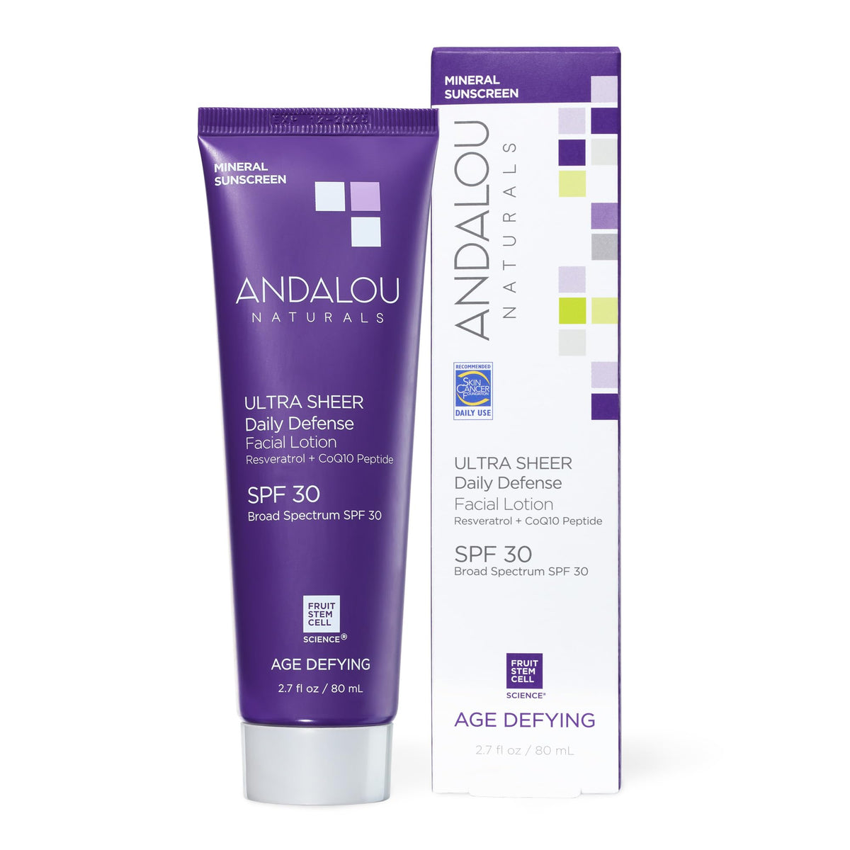 Andalou Naturals Spf 30 Age Defying Face Sunscreen, Zinc Oxide, Hydrating, 2.7 Fl Oz