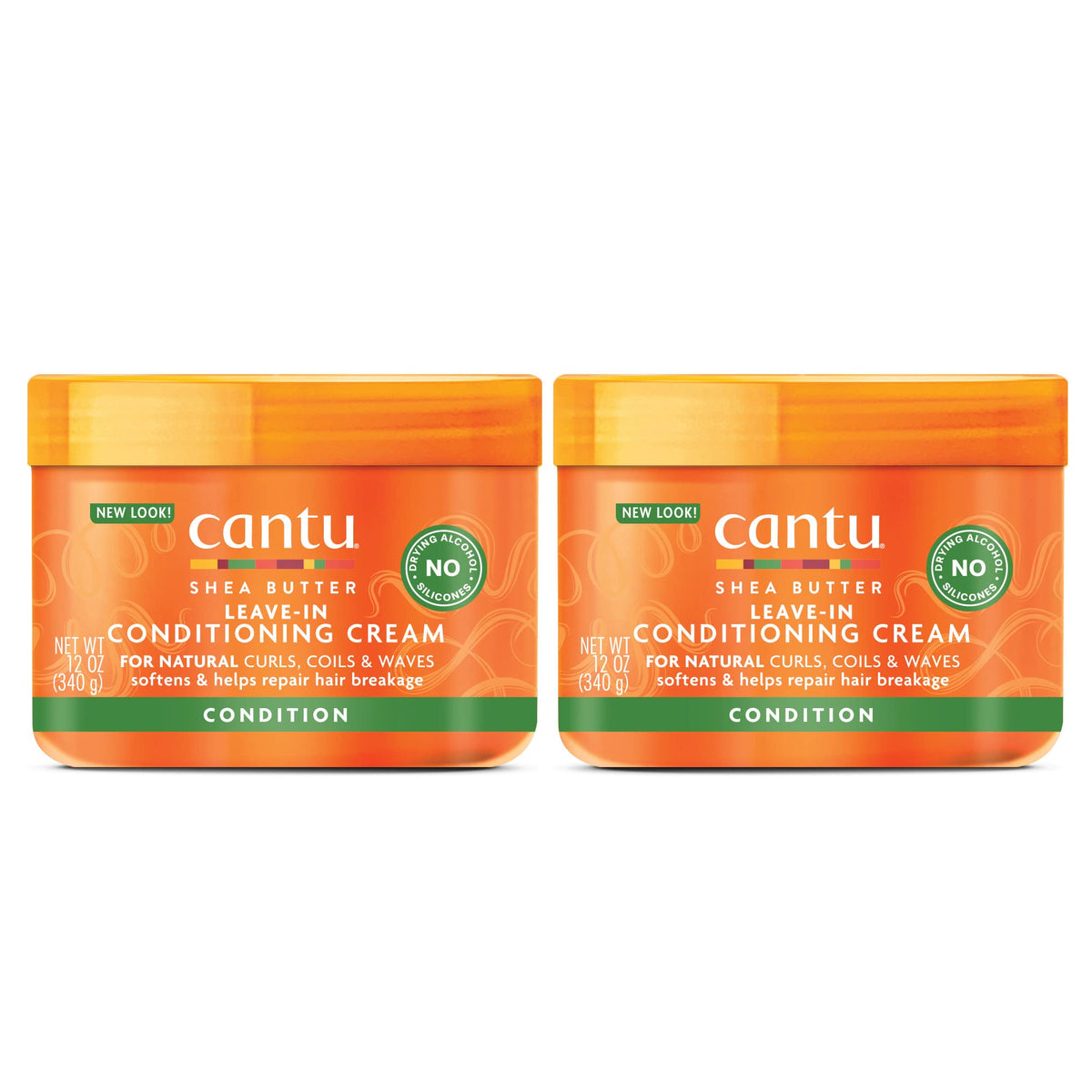 Cantu Leave-In Conditioning Cream For Natural Hair, 12 Oz, Pack Of 2 - With Pure Shea Butter