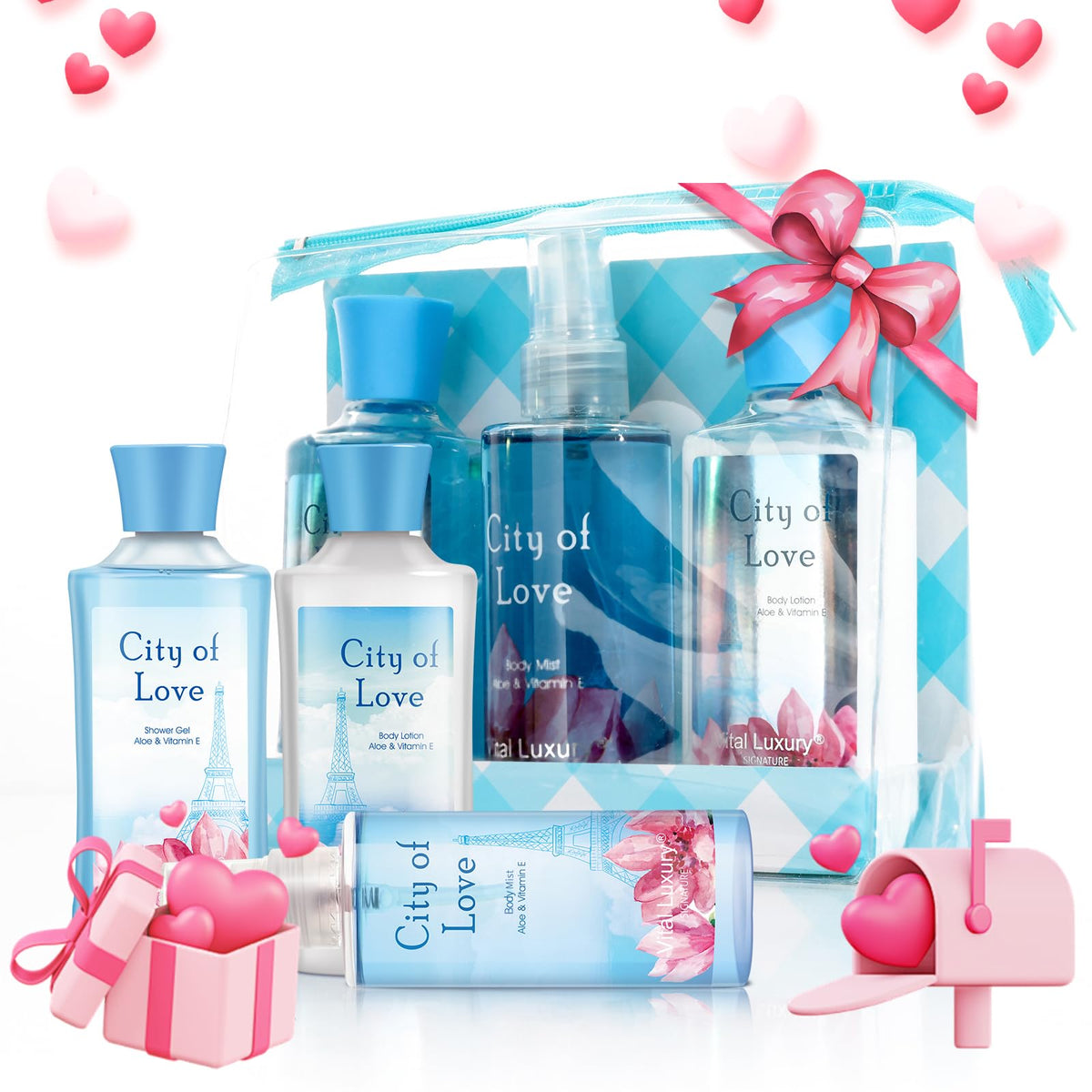 Bodybeau City Of Love Spa Gift Set - 3Pcs Shower Gel, Body Lotion & Mist For Women & Girls