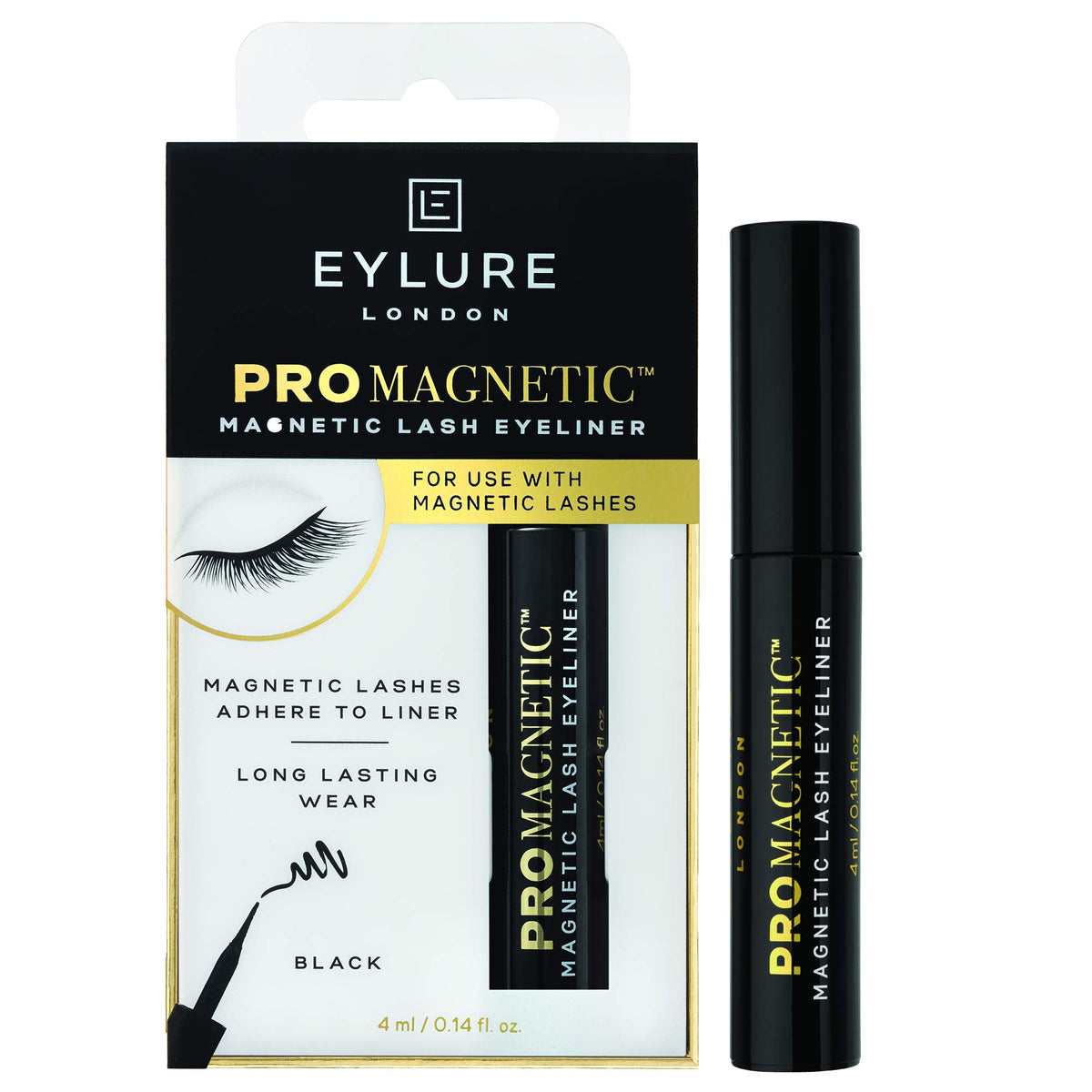 Eylure Liquid Magnetic Eyeliner For False Eyelashes, 4Ml - Easy No Glue Application - Black