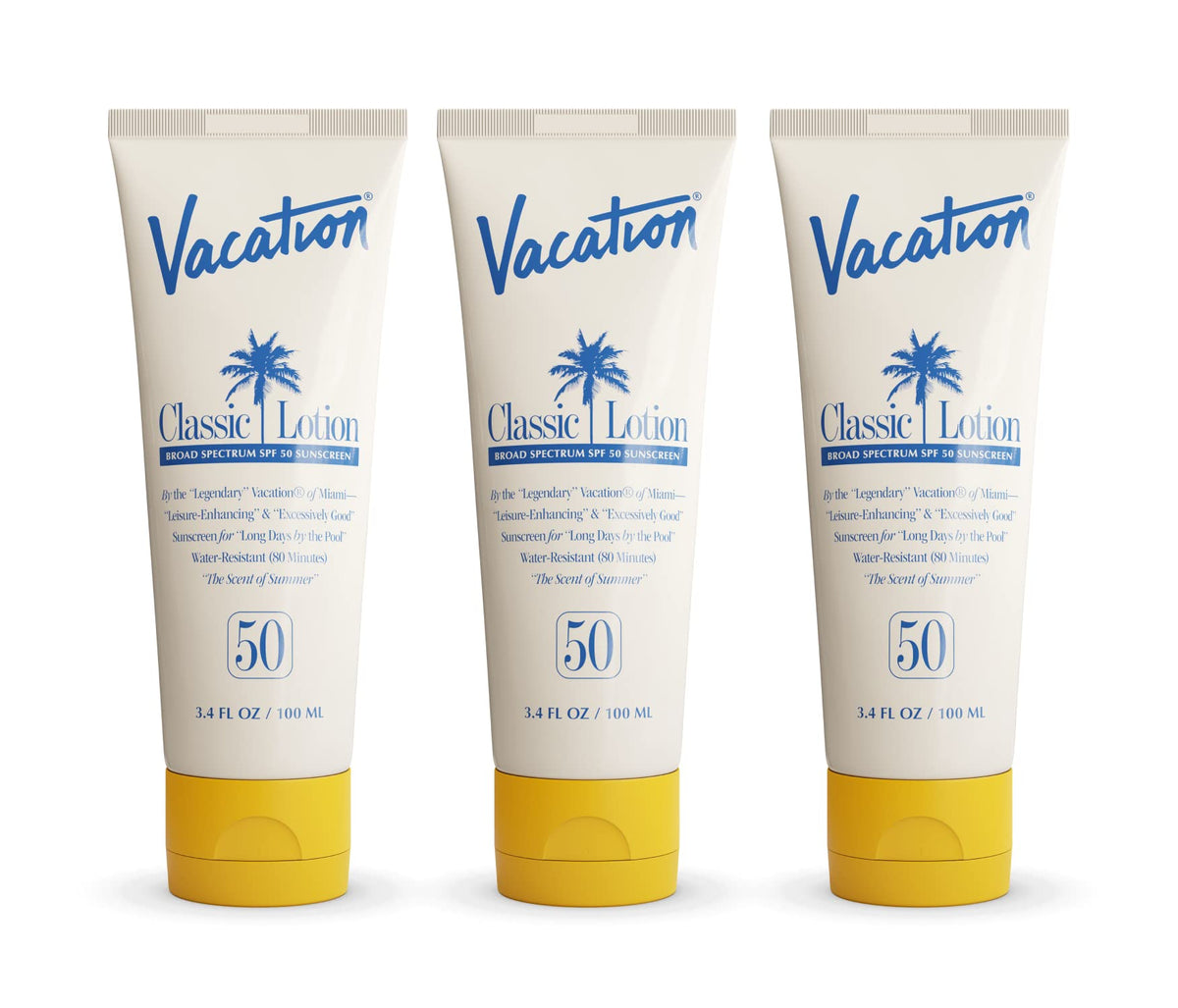 Vacation Sunscreen Lotion Spf 50, Water-Resistant, Lightweight, Travel Size, Pack Of 3