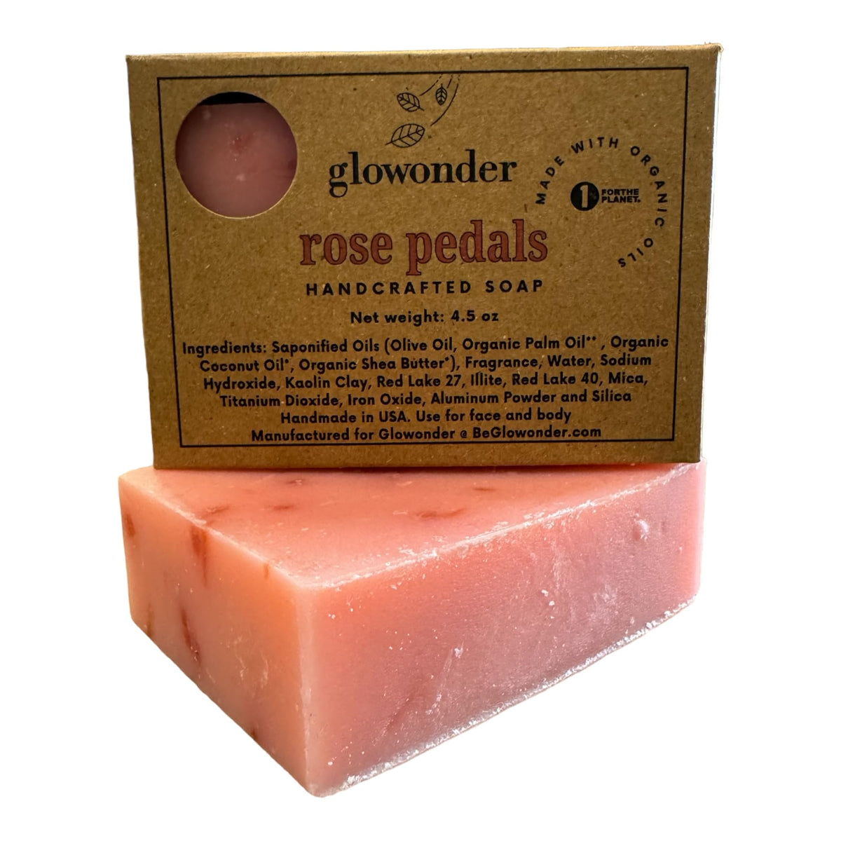 Glowonder Organic Rose Petals Soap - Moisturizing, All-Natural, Cruelty-Free, 4.5 Oz