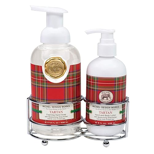 Michel Design Works Handcare Caddy Set, Tartan - 12.9 Fl Oz (Pack Of 2), Silver