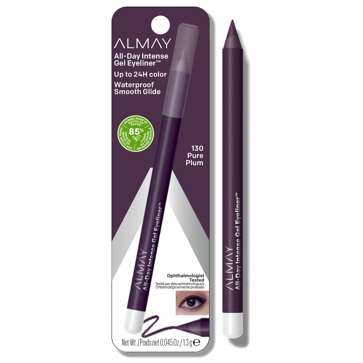 Almay Waterproof Gel Eyeliner, Easy-To-Sharpen, Fade-Proof, 130 Pure Plum, 0.045 Oz