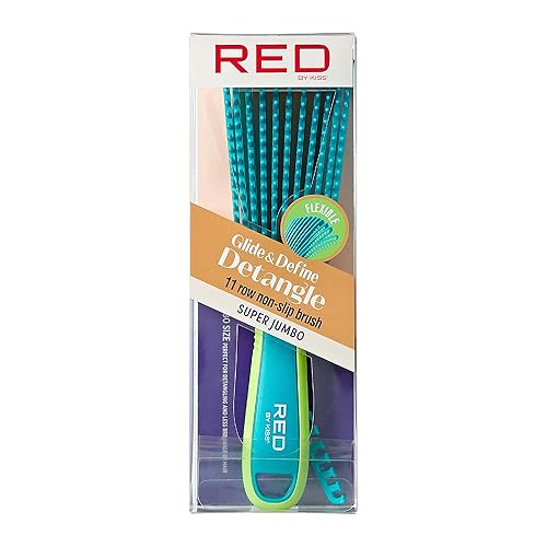 Red by Kiss Glide & Define Non-Slip Detangling Brush for Natural Hair - Super Jumbo, Red