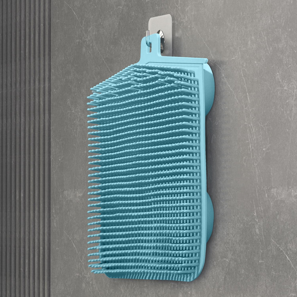 Jchous Blue Shower Back Scrubber - Hands-Free Wall-Mounted Silicone Massage Pad With Suction Cups