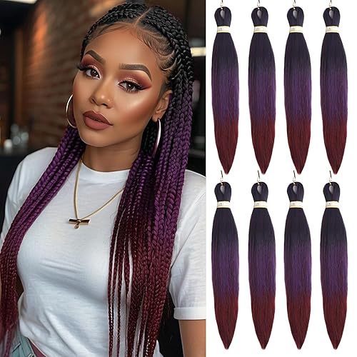 Beyond Beauty 26&quot; Pre-Stretched Braiding Hair, Ombre Yaki Texture, Synthetic Fiber, 1B-Purple-900