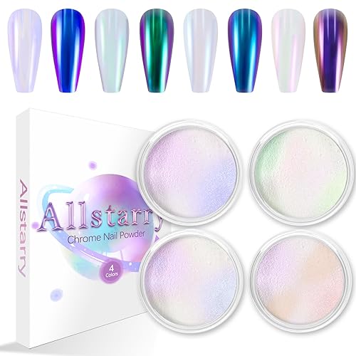 Allstarry Chameleon Nail Powder Set - 4 PCS Color-Shift Chrome Effect for Nail Art & Crafts