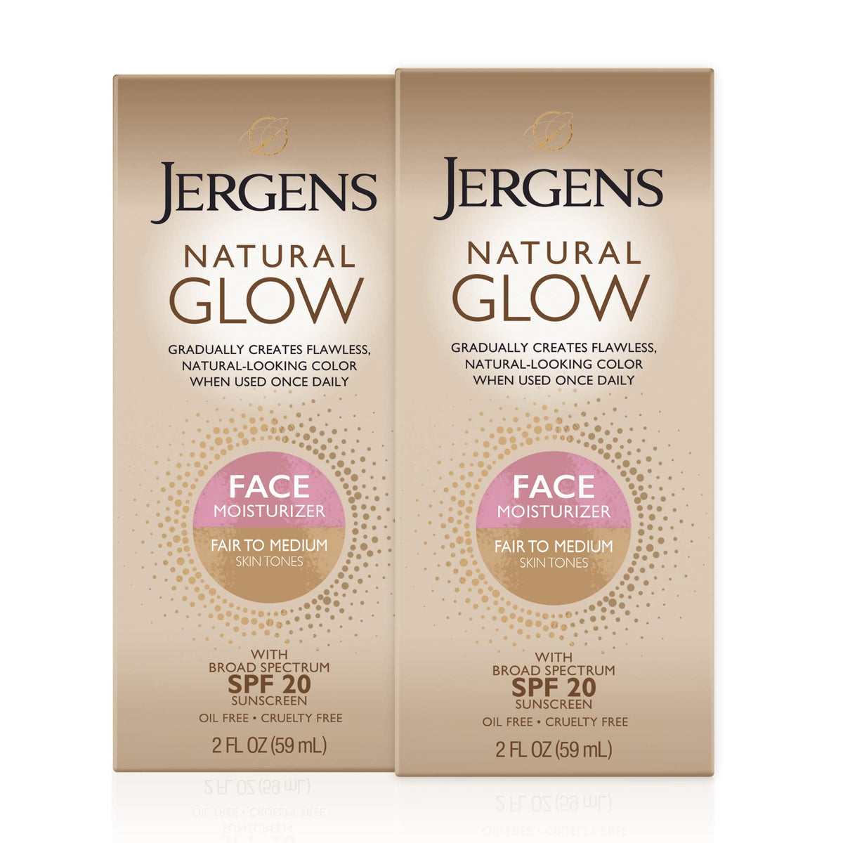 Jergens Natural Glow Face Self Tanner Lotion Spf 20, Fair To Medium, 2 Oz, Pack Of 2