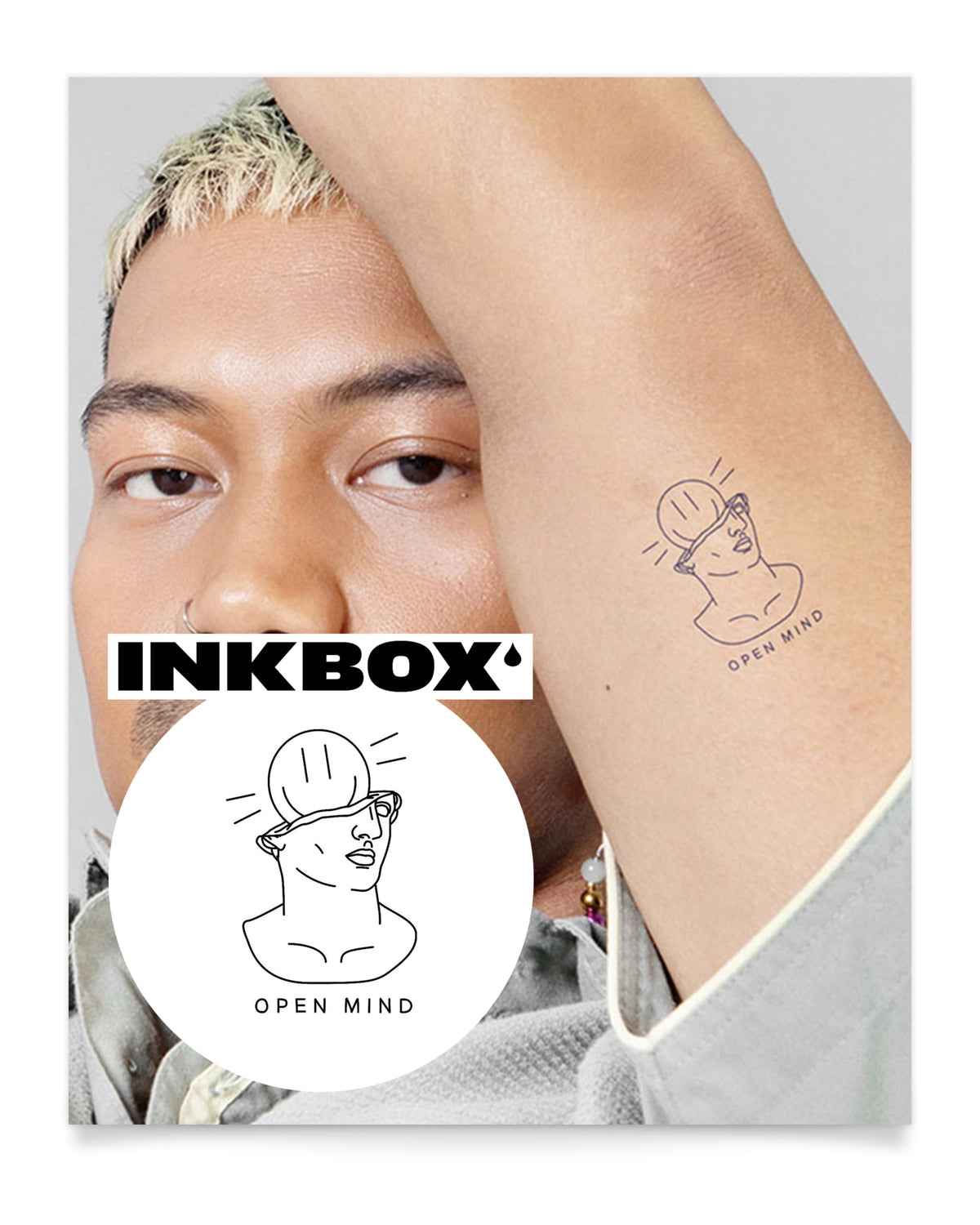 Inkbox Semi-Permanent Temporary Tattoo - Open Mind Design, Water-Resistant, 3X3 In, Lasts 1-