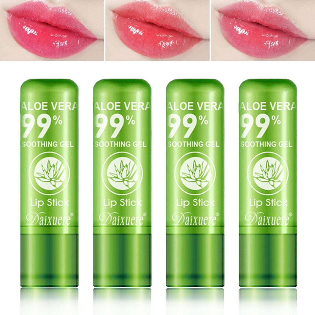 Wenjlyj Aloe Vera Lipstick Set - 4Pcs Color Changing, Long-Lasting, Waterproof Lip Balm