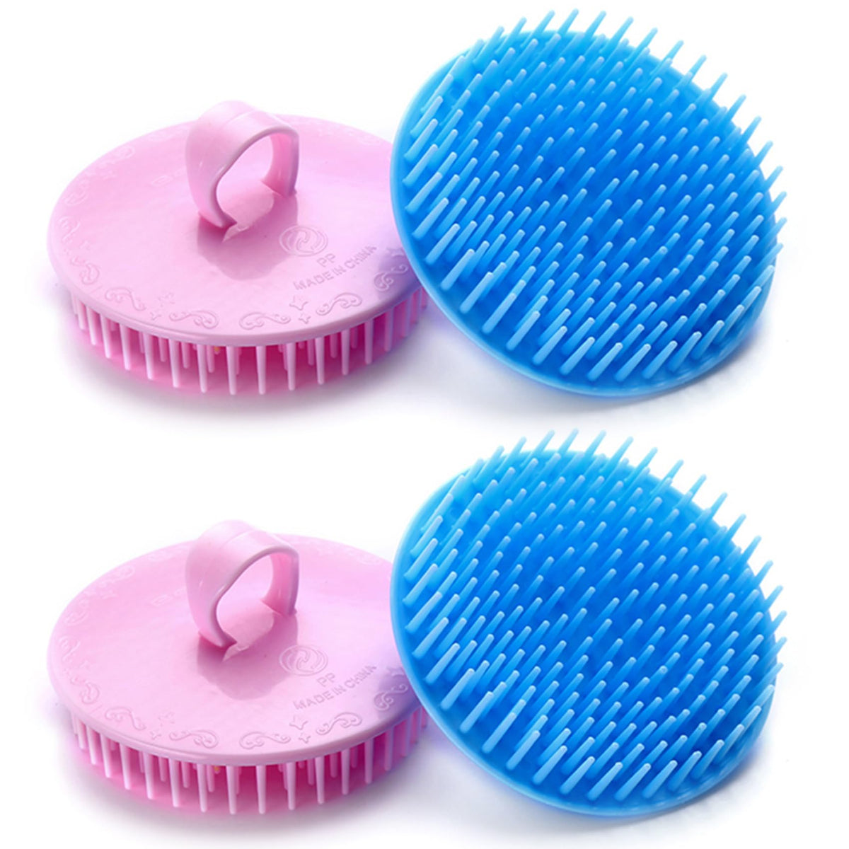 Aroveea Hair Scalp Brush Set - Dandruff Cleaning & Shampoo Massager, Pack Of 4, Blue & Pink