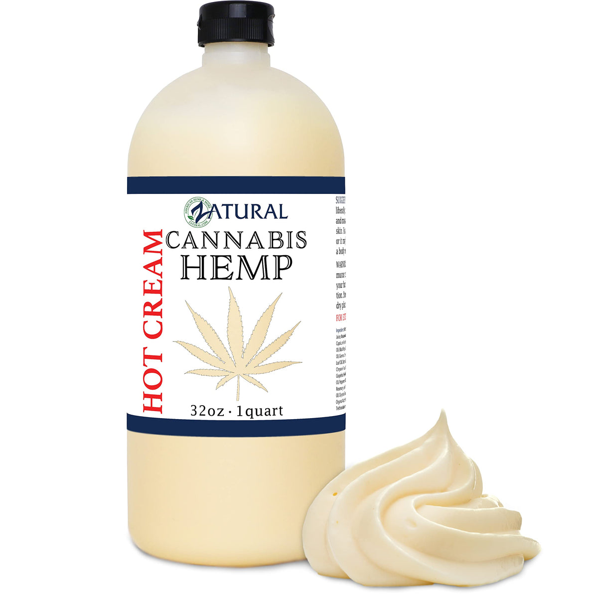 Zatural Hemp Hot Cream with Essential Oils & Aloe - 32oz Pain Relief, Moisturizing Cream