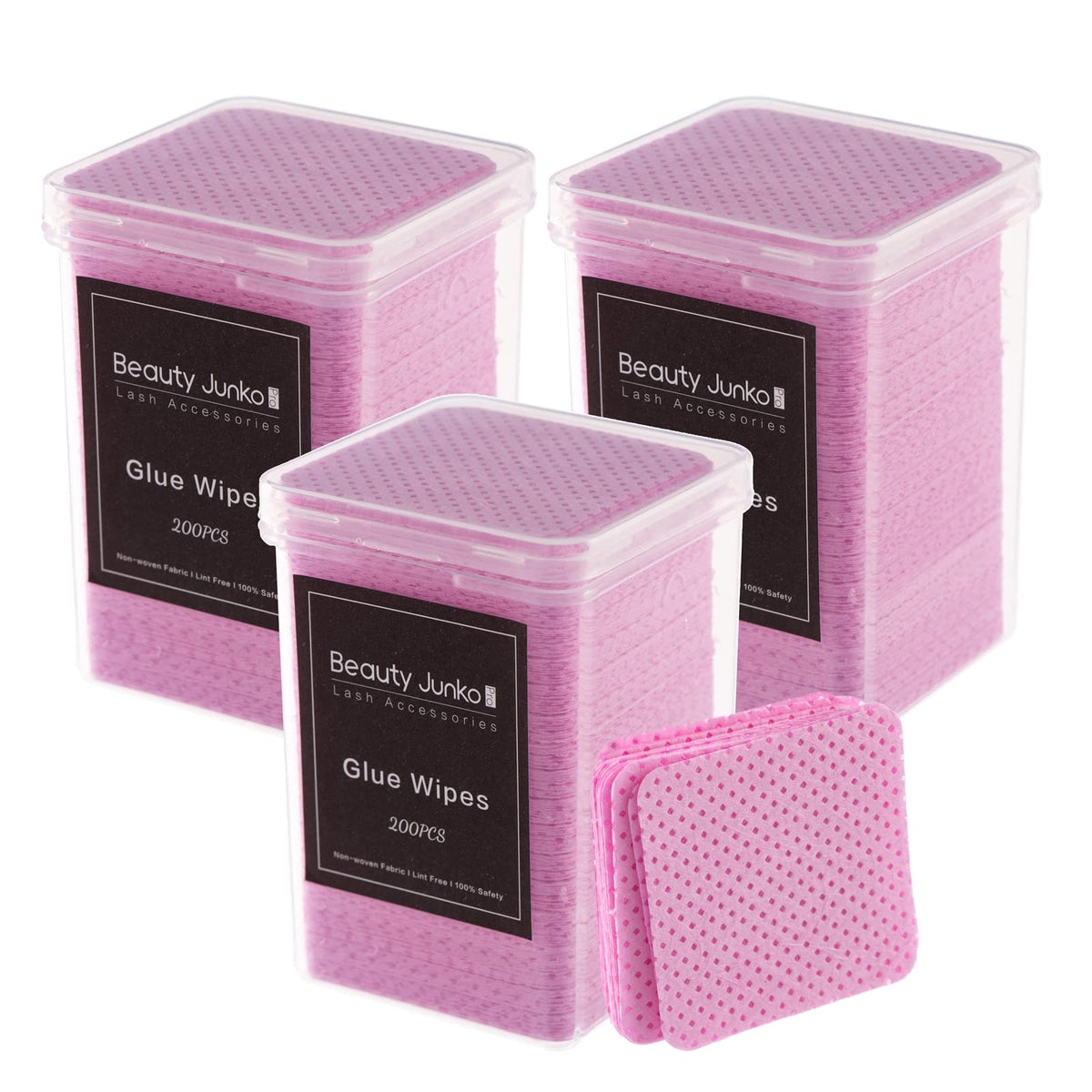 Beauty Junko Lint Free Nail Wipes - 600 PCS Lash Glue Cleaning Pads, Cotton Adhesive Wipes