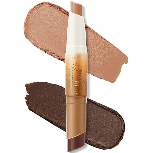 FOCALLURE 2 in 1 Cream Bronzer & Highlighter Stick, Long Lasting Waterproof, Silky Chocolate