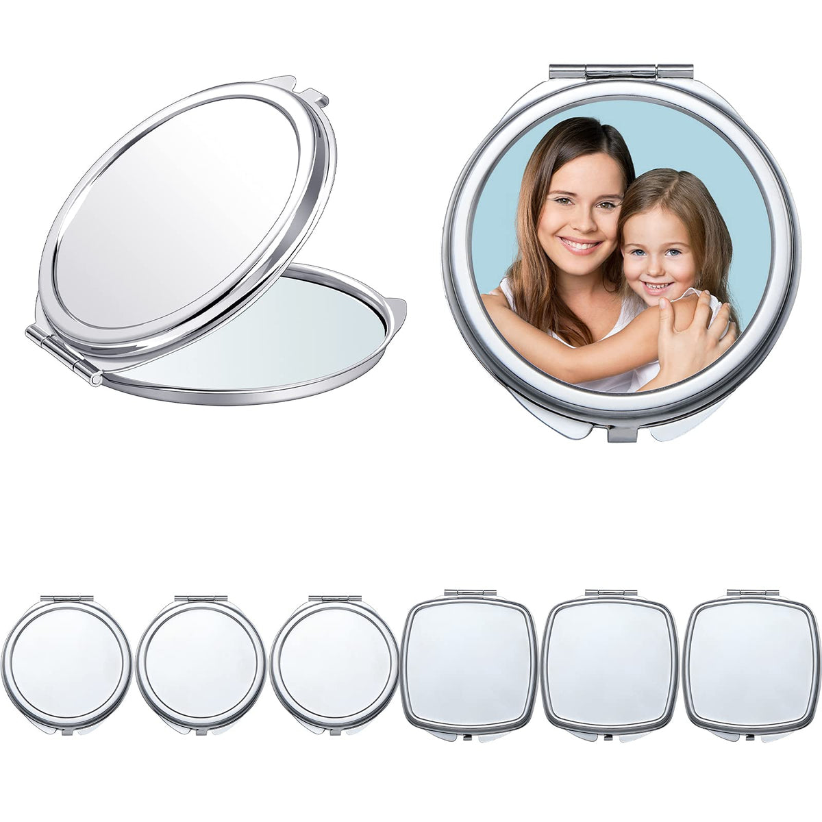 Jetec 6 Pcs Compact Mirror Set - Double Sided Stainless Steel Folding Makeup Mirrors For Travel