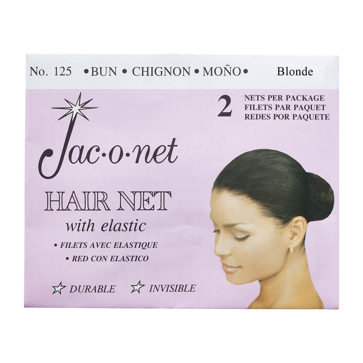 Jac-O-Net Tiny Mesh Hair Net, Chignon Bun Size, Blonde, 2 Nets Per Pack