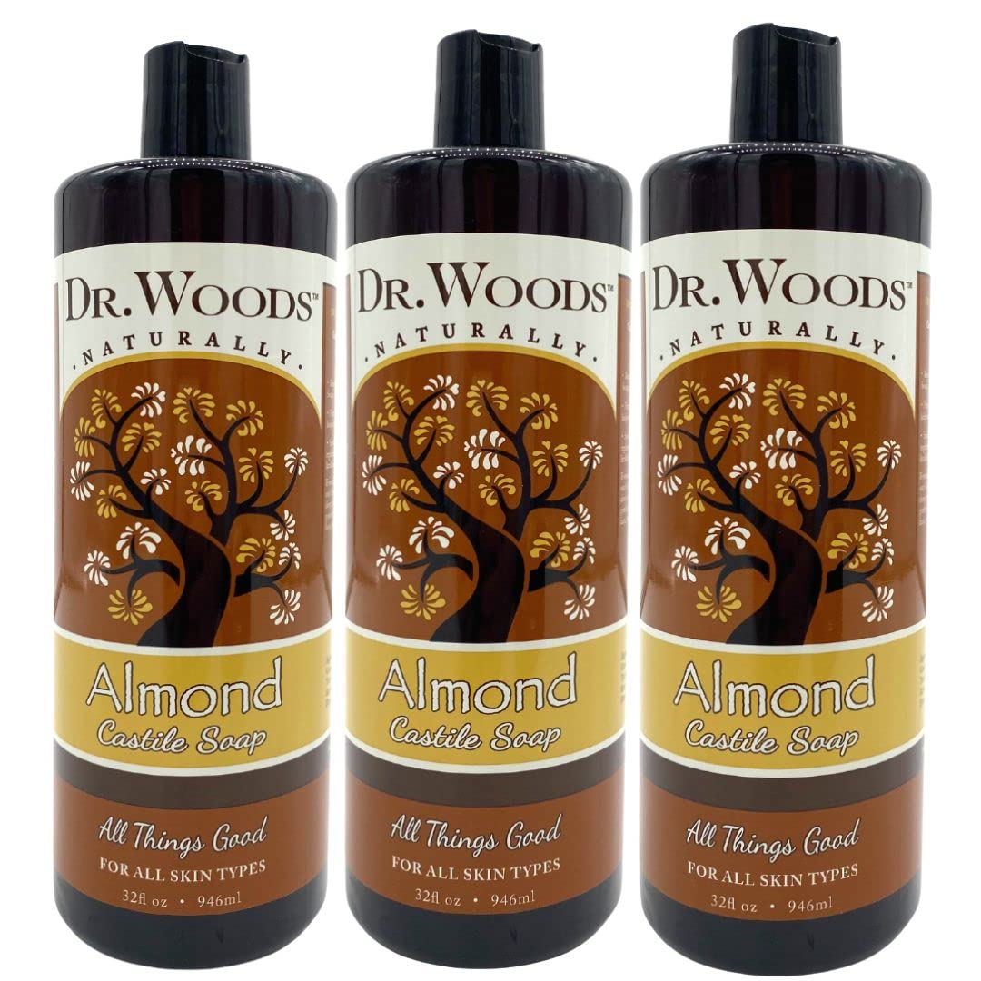 Dr. Woods Pure Almond Castile Soap 32 Oz - Natural, Gentle, Pack Of 3