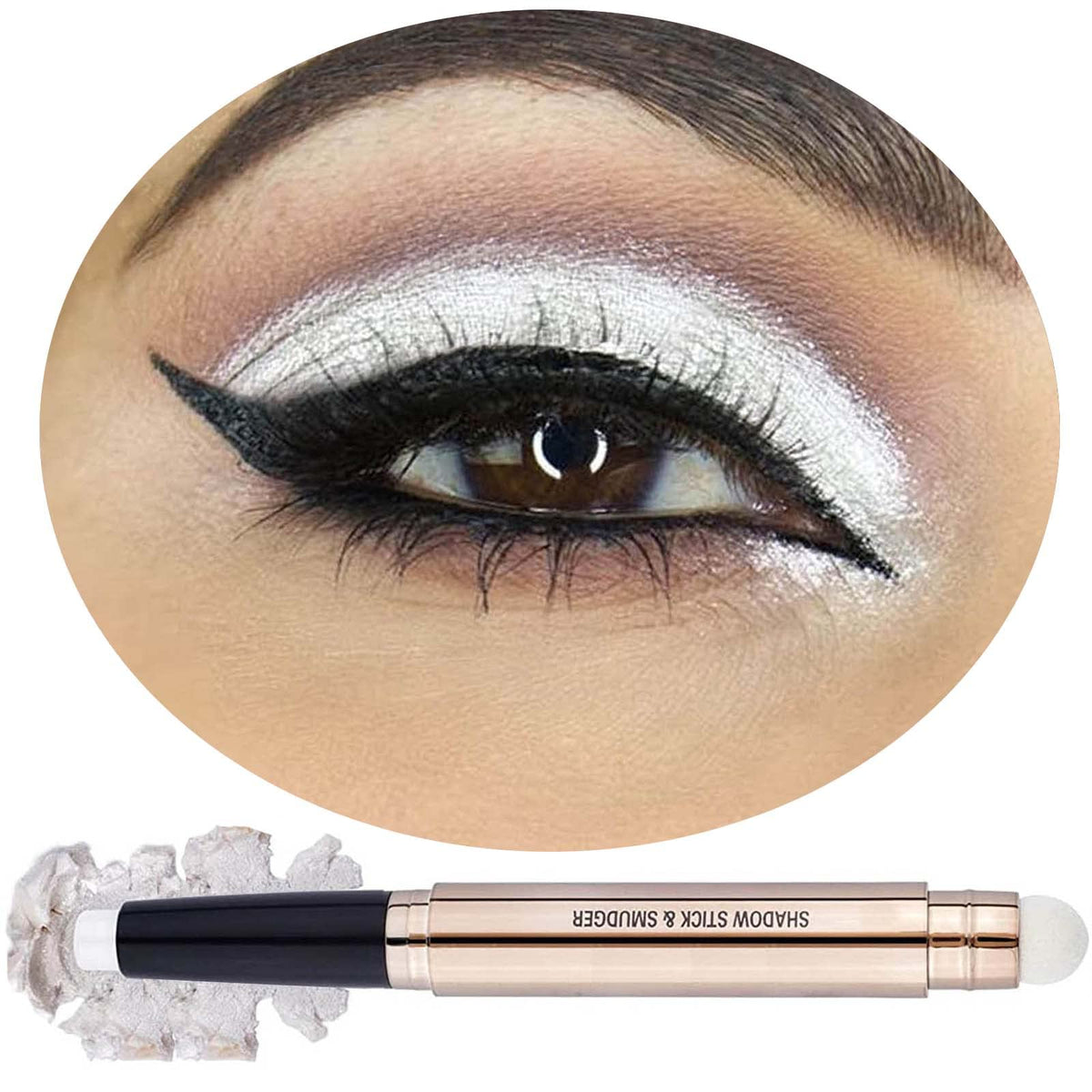 Daeuwiutr White Eyeshadow Stick - Waterproof Cream Shimmer Glitter Eye Shadow Pencil, Pearl 01#