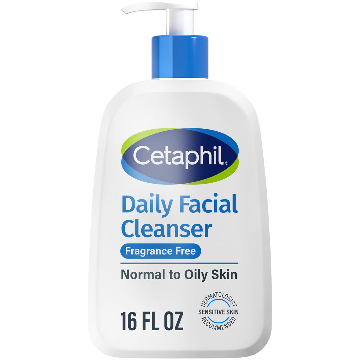 Cetaphil Daily Facial Cleanser For Sensitive Skin, 16 Oz, Fragrance-Free, Gentle Foaming