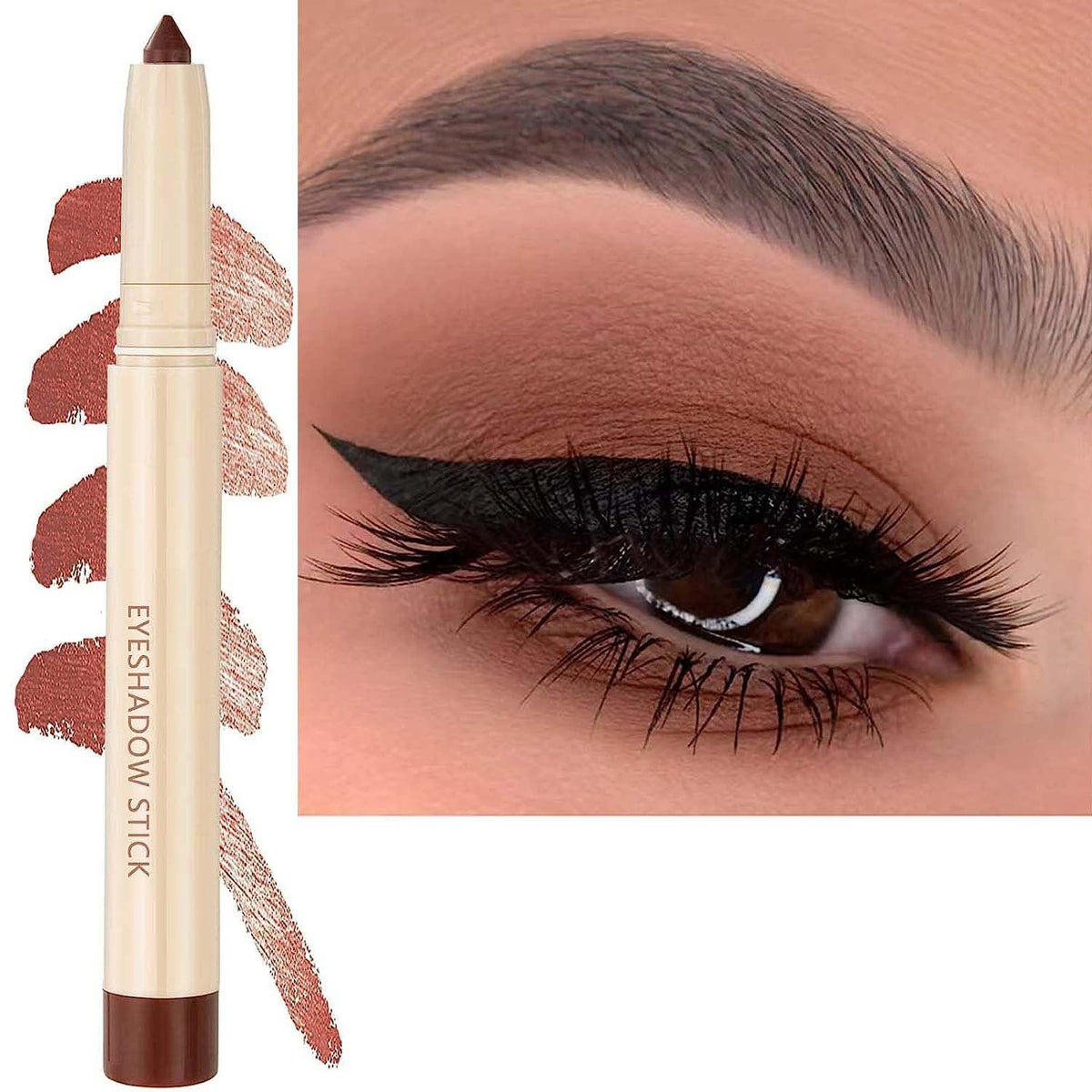 Saubzean Waterproof Eyeshadow Pencil, Cocoa Matte, Long Lasting Cream Stick, Hypoallergenic