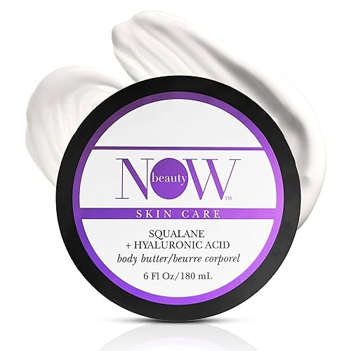 Now Beauty Squalane Body Butter With Hyaluronic Acid & Coconut Oil - 6 Oz Moisturizing Cream