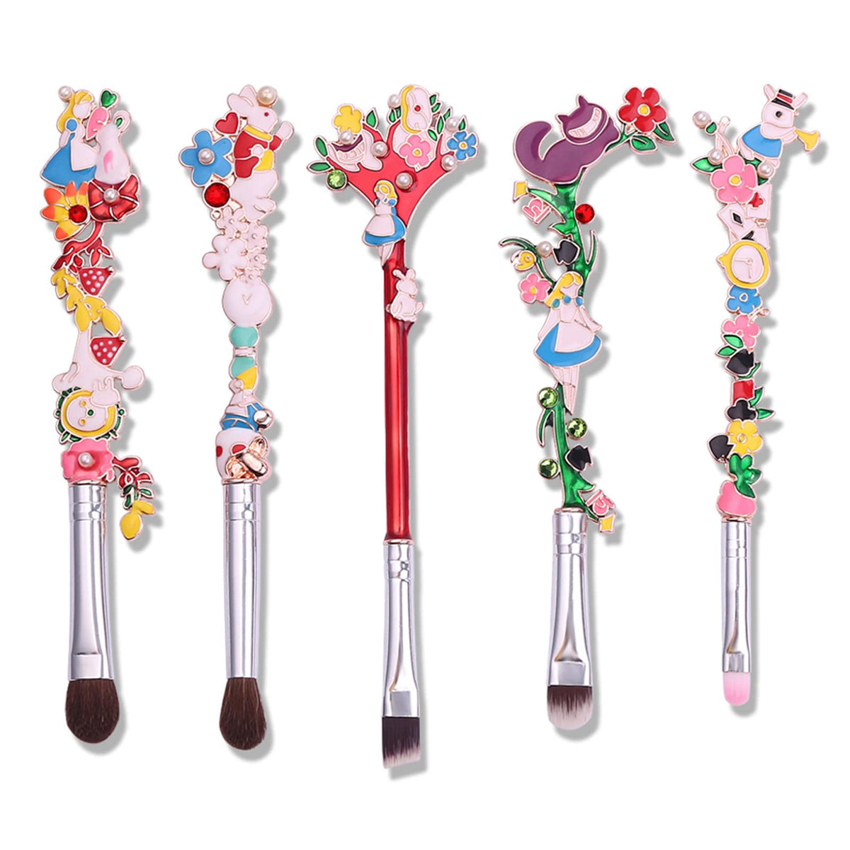 Kf Ornament Anime Alice In Wonderland Makeup Brushes Set - Foundation, Eyeshadow & Blush Tools