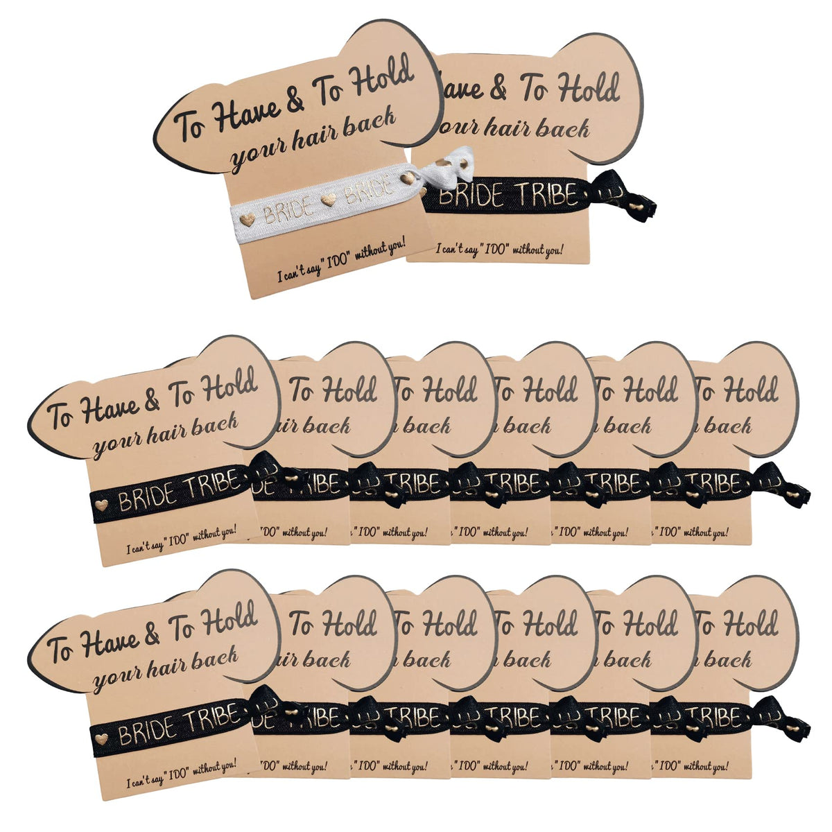 Kidzvefun Bachelorette Party Favors - 14 Pack White Rose Gold Hair Ties For Bride & Bridesmaids