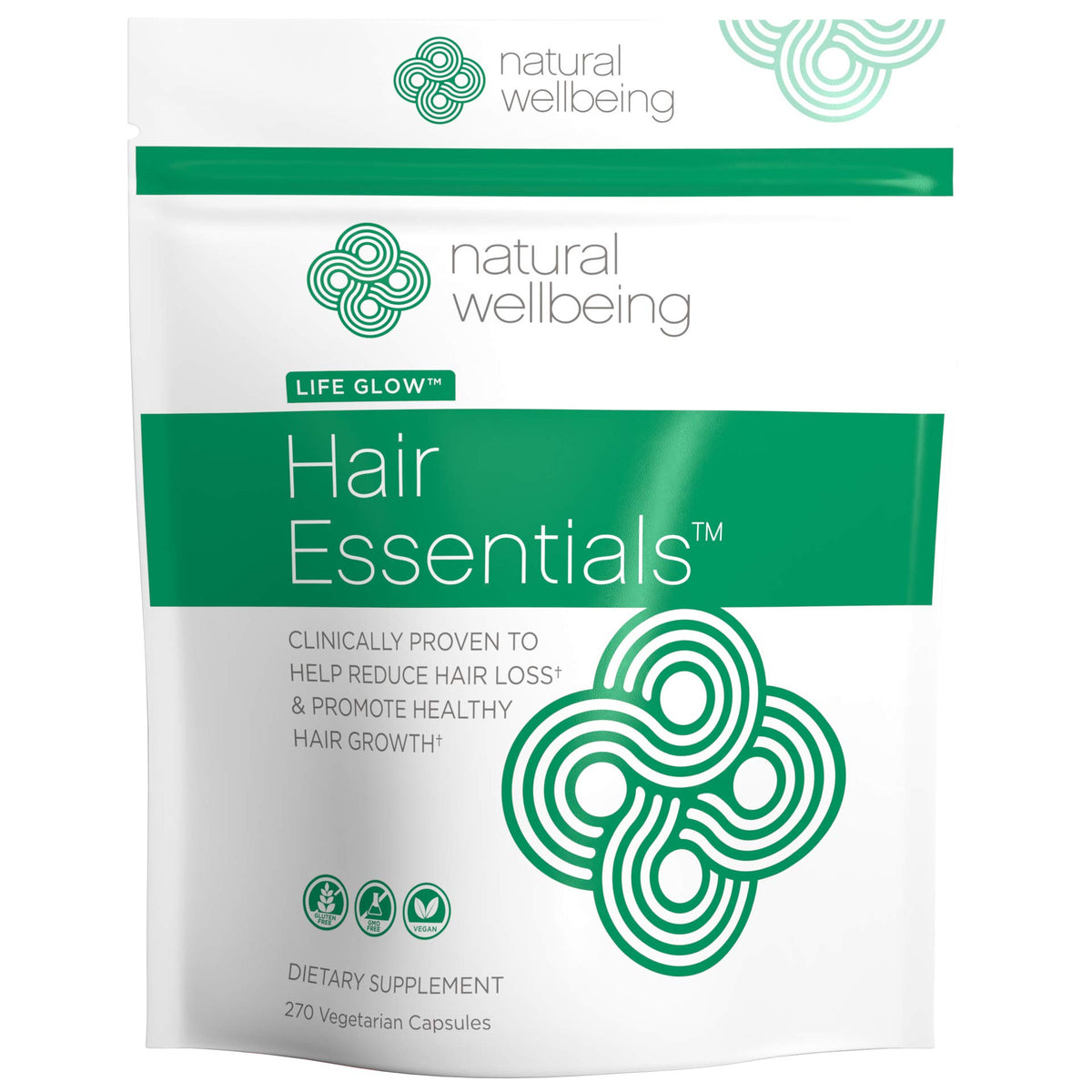 Natural Wellbeing Hair Essentials - Biotin, Saw Palmetto & Bamboo Silica, 270 Veg Caps