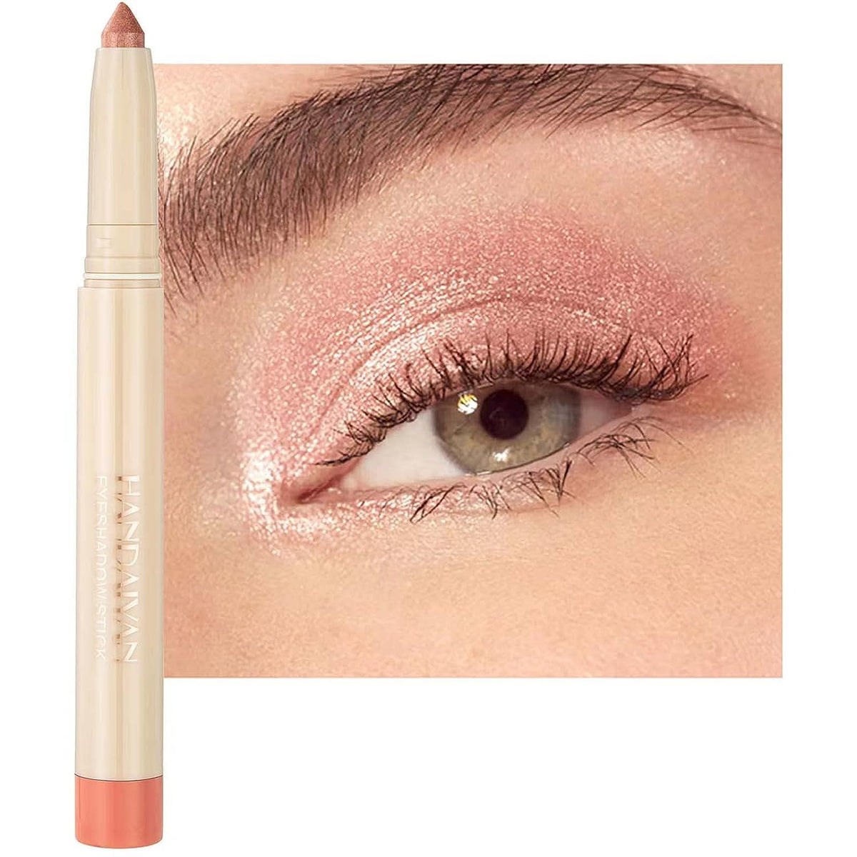 Saubzean Waterproof Eyeshadow Pencil - Peach Pink, Long Lasting Cream Eye Shadow Stick