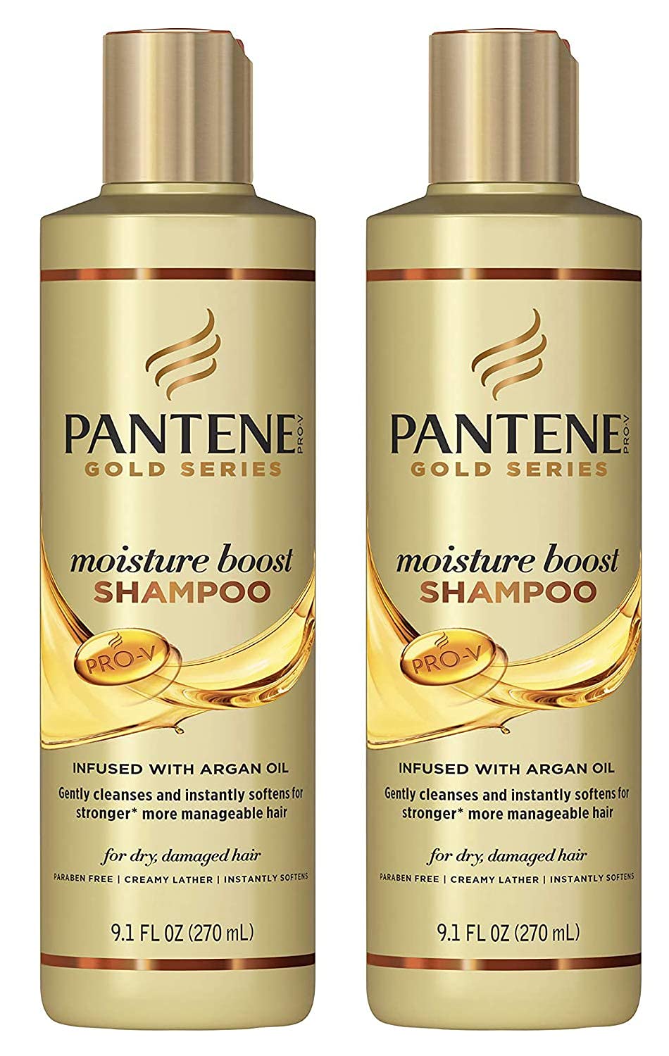 Pantene Gold Series Moisture Boost Shampoo 9.1 Oz (Pack Of 2) - Hydrating Hair Care