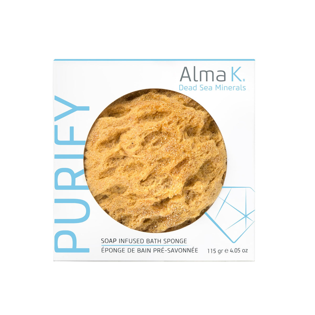 Alma K Exfoliating Bath Sponge - Sweet Almond & Aloe Vera - White Tea & Neroli Scent, 4.05 Oz