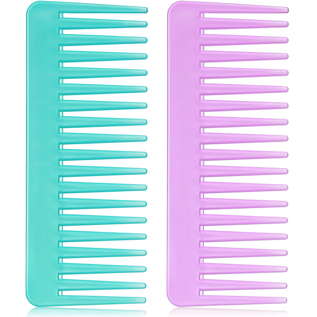 Patelai Large Wide Tooth Detangling Comb For Curly Hair - Cyan & Purple, Plastic