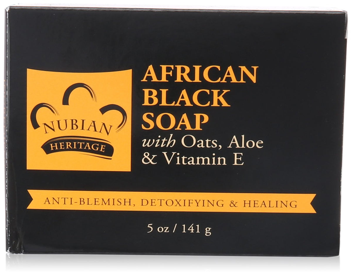 Nubian Heritage African Black Soap Bar - 5 Oz, Nourishing & Cleansing Natural Soap