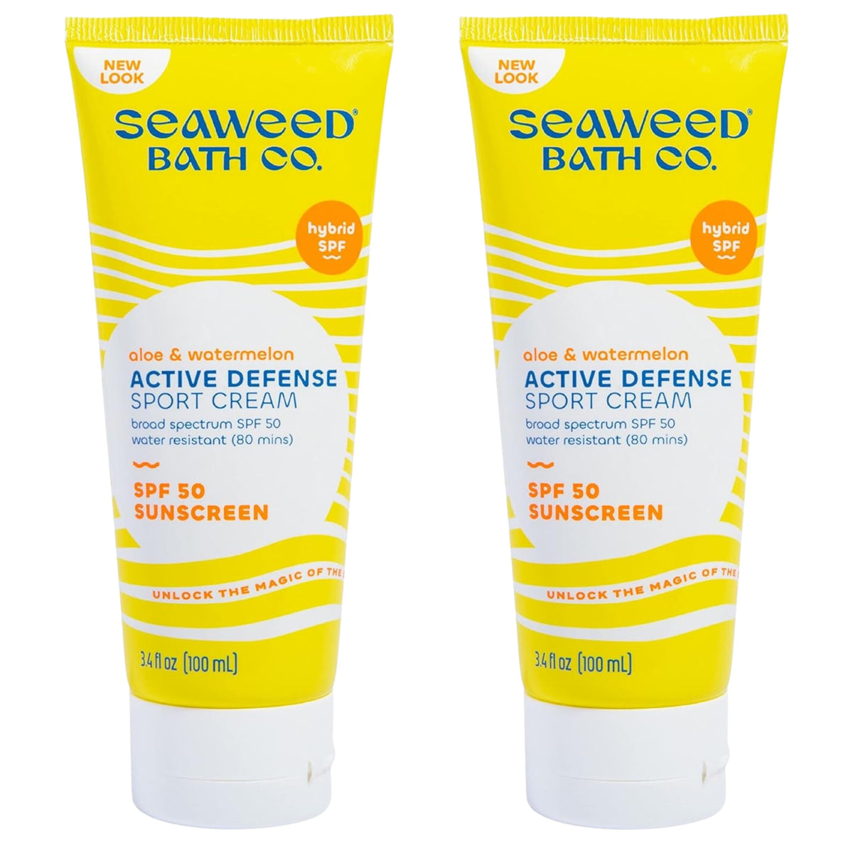 The Seaweed Bath Co. Spf 50 Sport Sunscreen Cream, 3.4 Oz (Pack Of 2) - Broad Spectrum