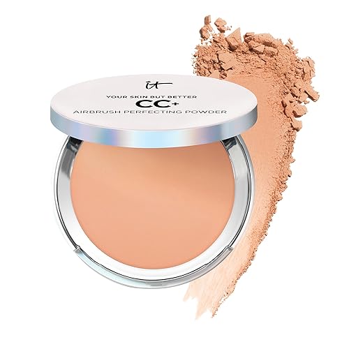 It Cosmetics Cc+ Airbrush Perfecting Powder Foundation - Hydrating, Full Coverage, Tan, 0.33 Oz