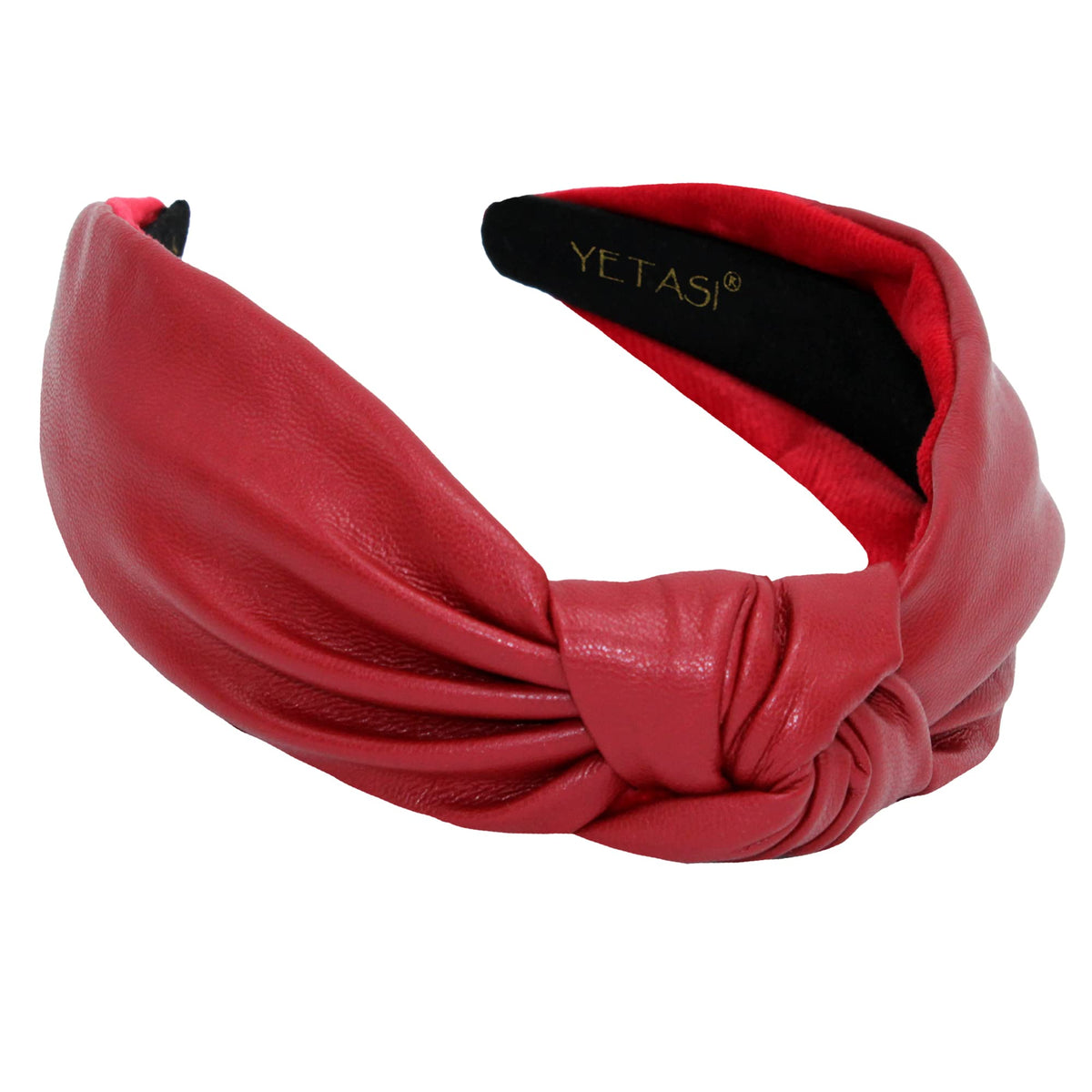 Yetasi Red Leather Headband For Women - Non-Slip, Comfortable Knotted Design, 1 Count