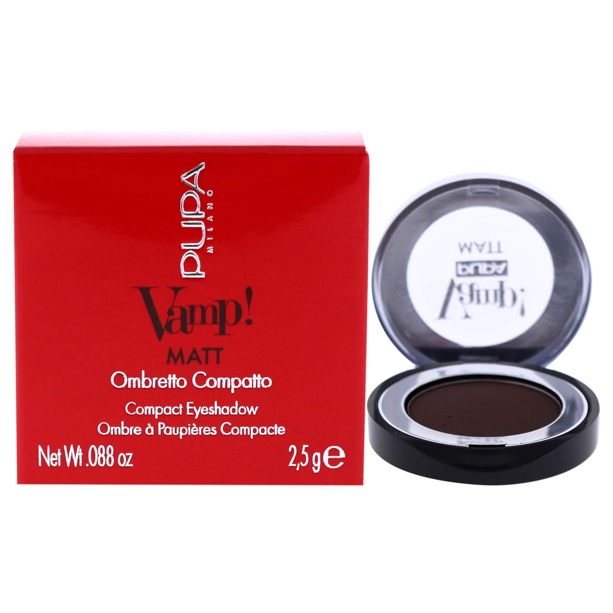 Pupa Milano Vamp Matt Compact Eyeshadow 050 Dark Chocolate  Matte  Smooth  Blendable Compact Shadow  Stunning  Colorful  Pigm