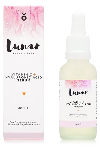 Lunar Glow Vitamin C Hyaluronic Acid Serum - Natural Anti-Aging Face & Skin, 1 fl.oz (30ml)