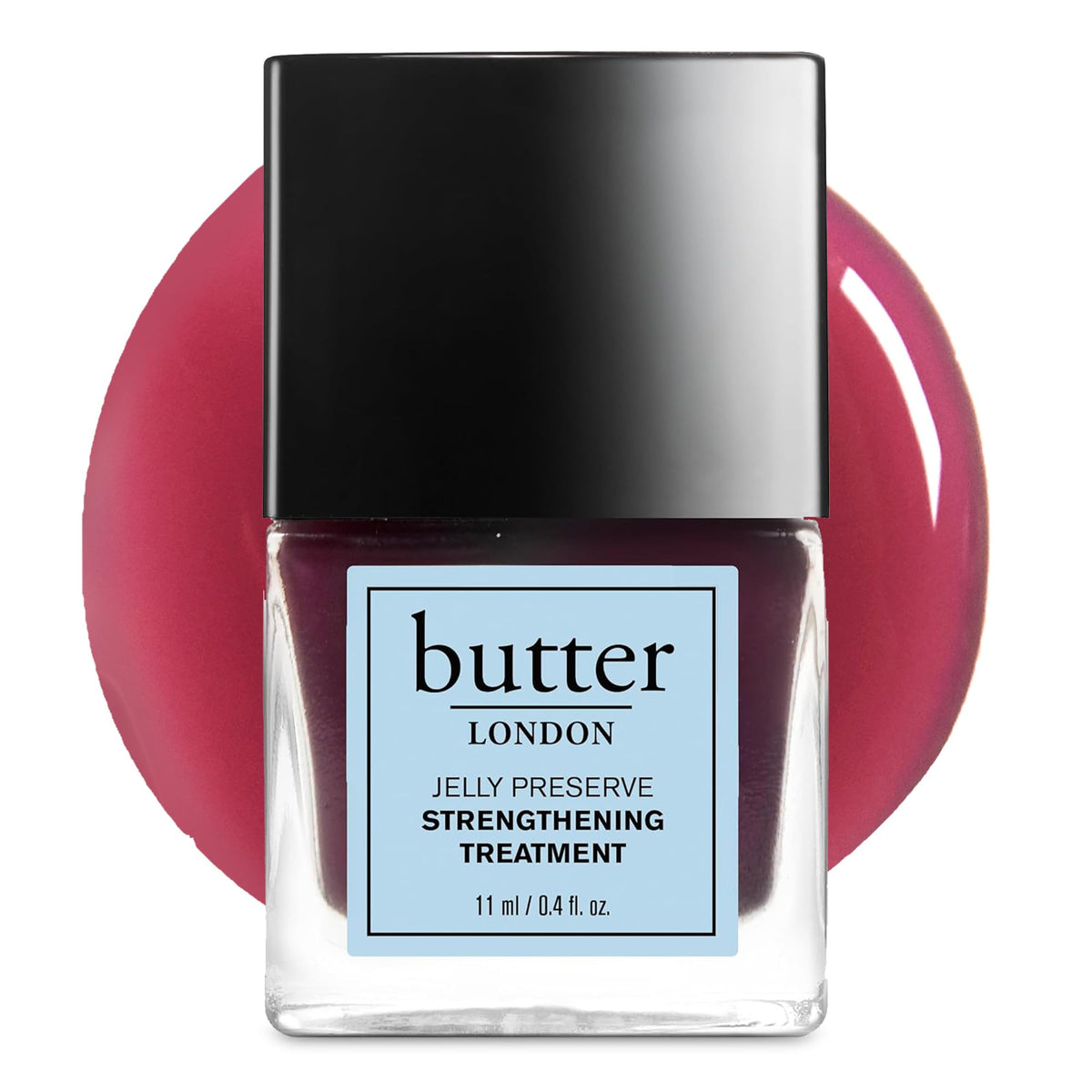 butter LONDON Nail Strengthener for Damaged Nails  Jelly Preserve Strawberry Rhubarb  Pink Translucent Finish Nail Polish Str