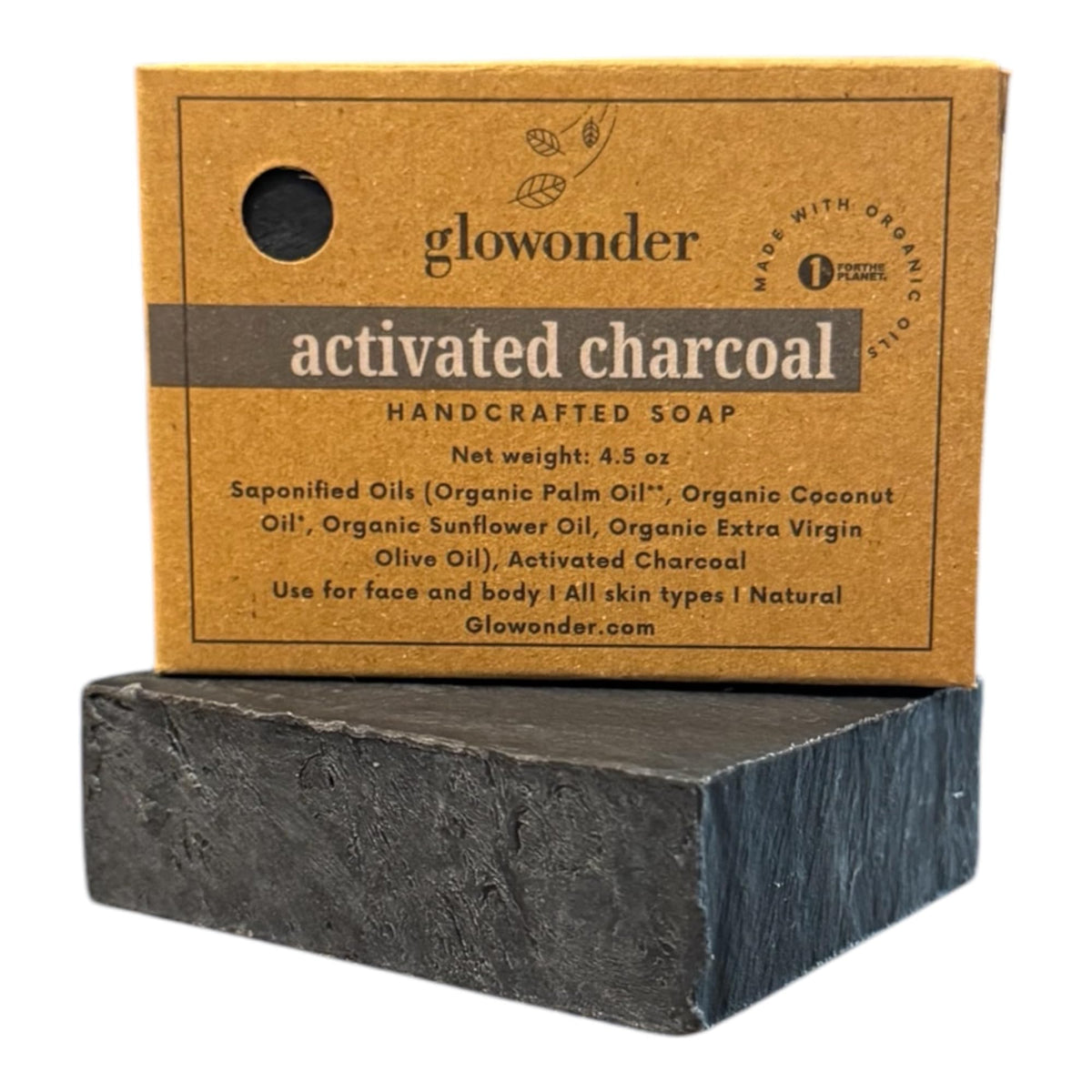 Glowonder Activated Charcoal Organic Bar Soap - Moisturizing, All-Natural, Cruelty-Free, 4.5 Oz