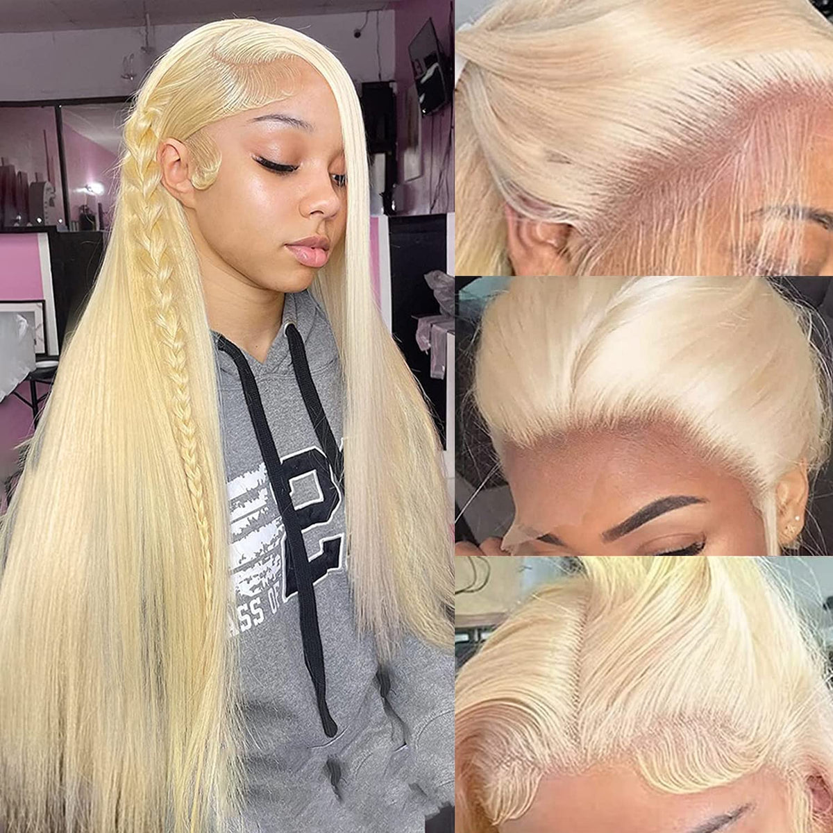 Alididi 613 Blonde Lace Front Wig 26 Inch Human Hair 13X4 Straight Pre Plucked Hd Lace