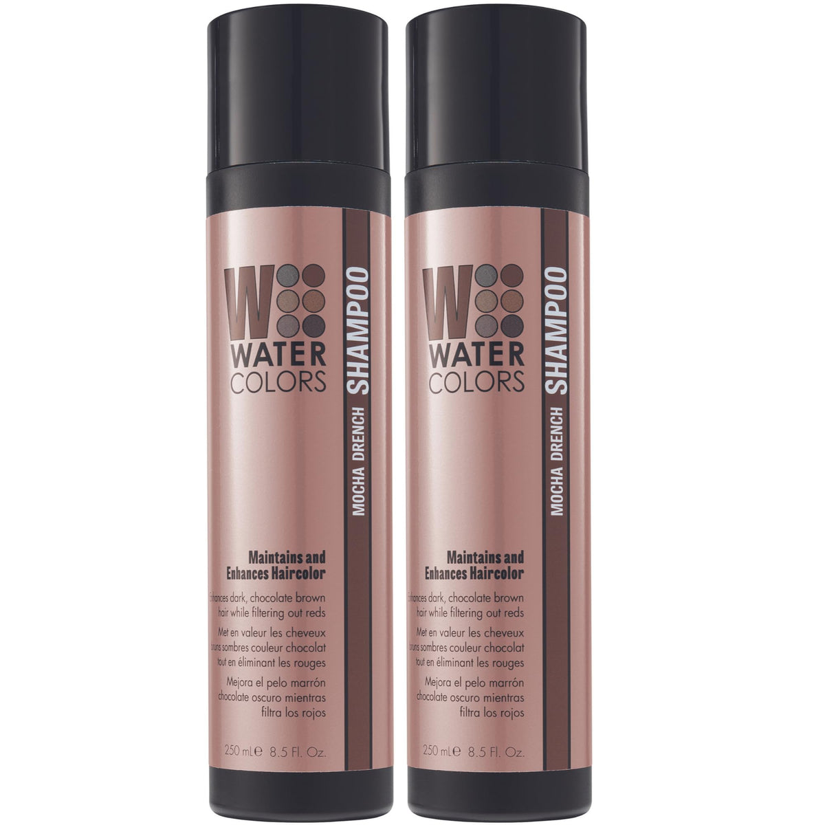 Watercolors Mocha Drench Semi Permanent Color Shampoo - Sulfate & Paraben Free, 8.5 Fl Oz (2 Pack