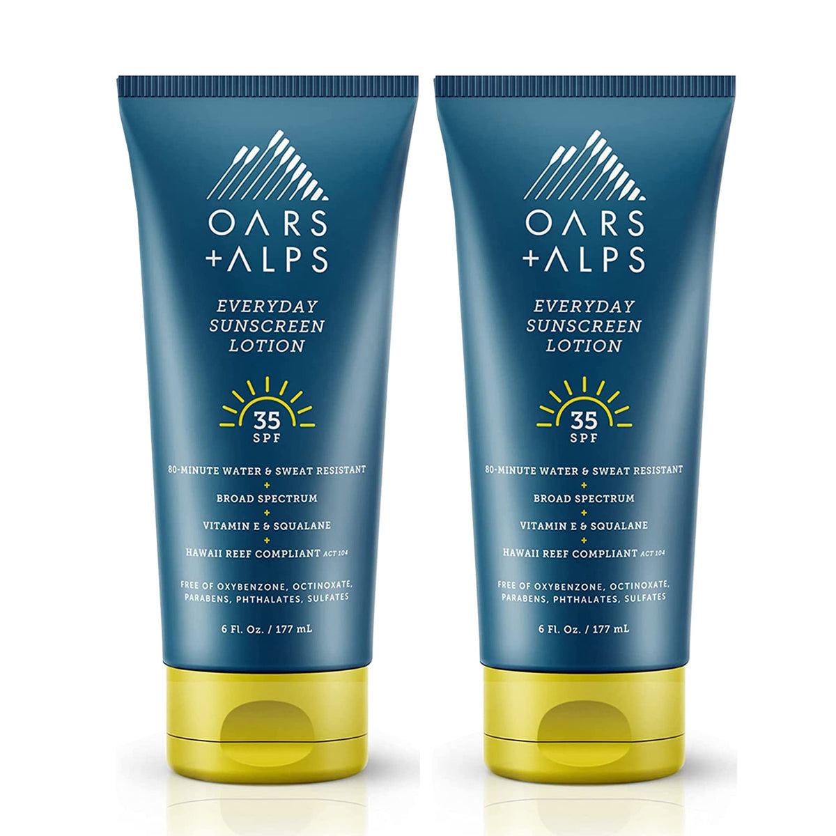 Oars + Alps Spf 35 Sunscreen Body Lotion, Aloe & Vitamin E, Water Resistant, 6 Fl Oz, 2 Pack