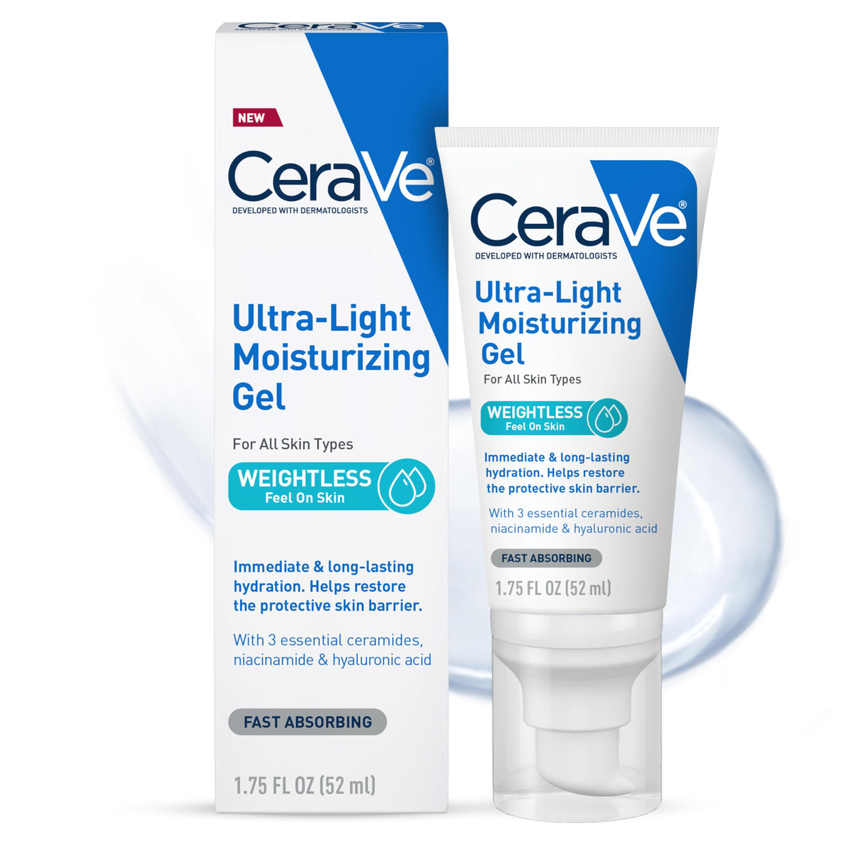 Cerave Ultra-Light Hydrating Gel Moisturizer With Ceramides & Niacinamide, 1.75 Fl Oz