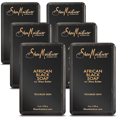 Sheamoisture African Black Soap Bar Soap 6 Count, 8 Oz - Troubled Skin Cleanser